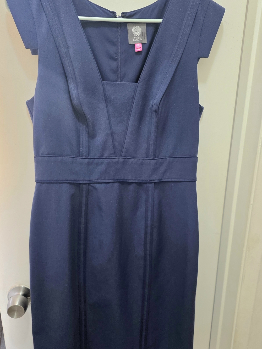 Vince Camuto Navy V-Neck Cap Sleeve Dress